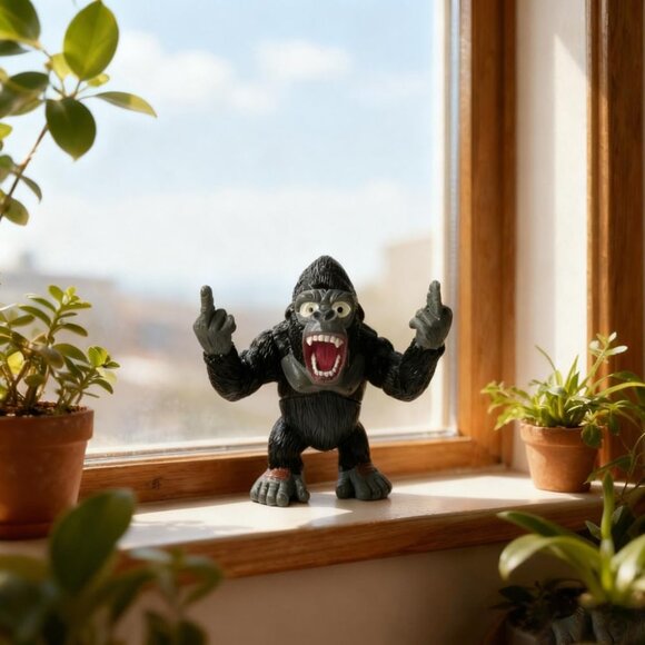Resin Gorilla Funny Middle Finger Sculpture Decoration for Home Office Desk - Picture 6 of 6